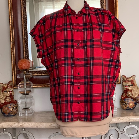 MADEWELL Mira Short Sleeve Button Down Top Plaid - Picture 12 of 12
